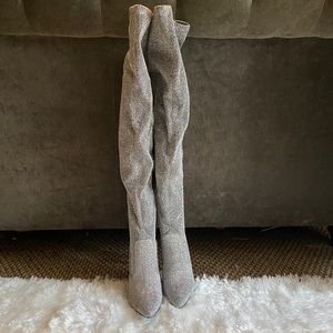 Over the knee boots-Silver-Size 9